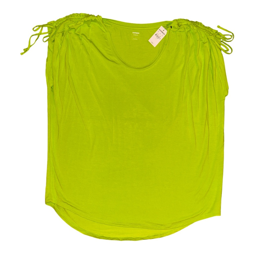 Express - SS Top w ruched tie shoulders -Women’s - Large Chartreuse NWOT